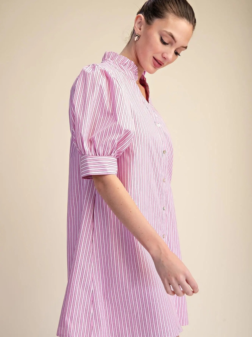 NWT Pink Stripe Popover Dress - Picture 4 of 4